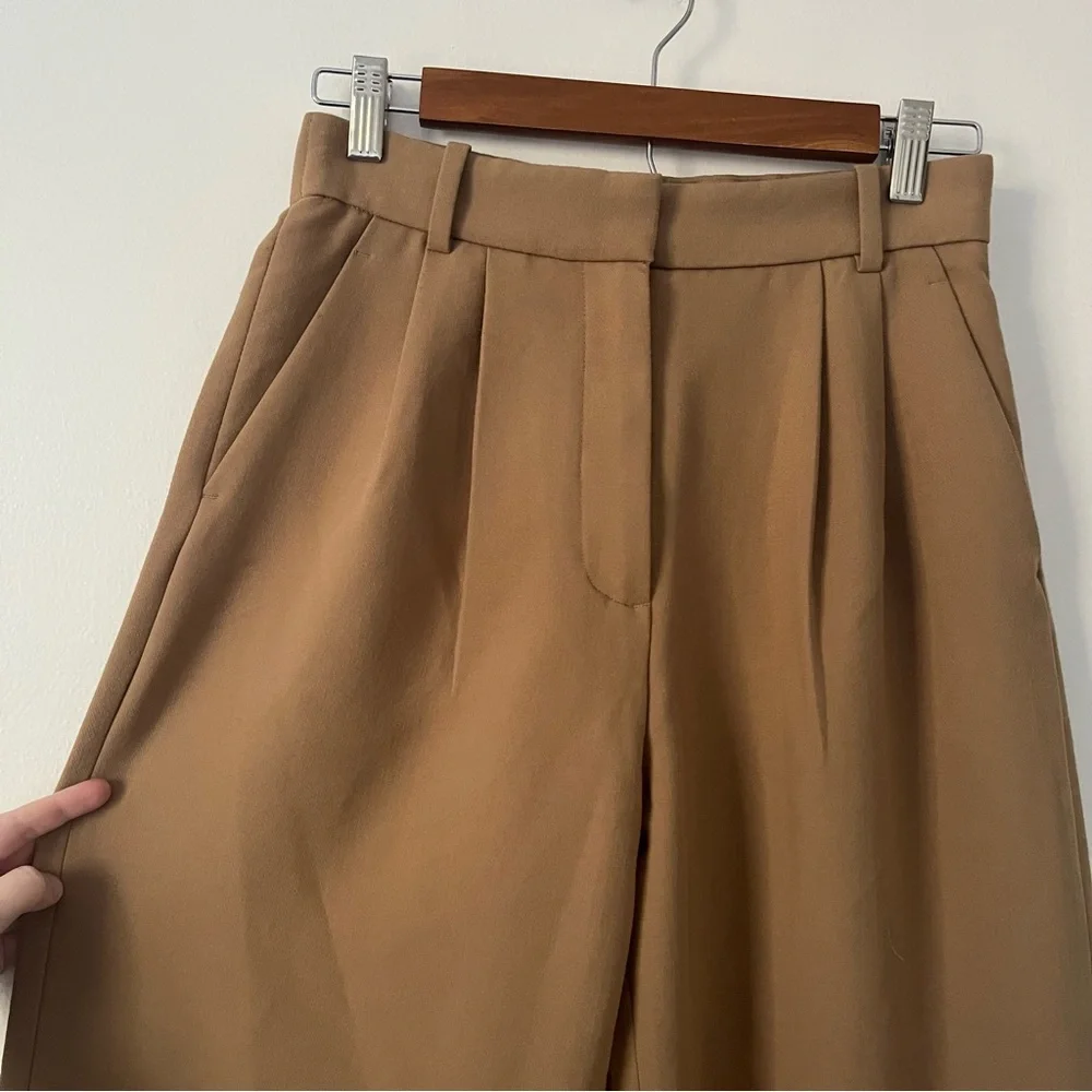 Abercrombie & Fitch Sloane Tailored Fit Pants Camel Brown Pintuck Trouser 26 - Picture 2 of 12